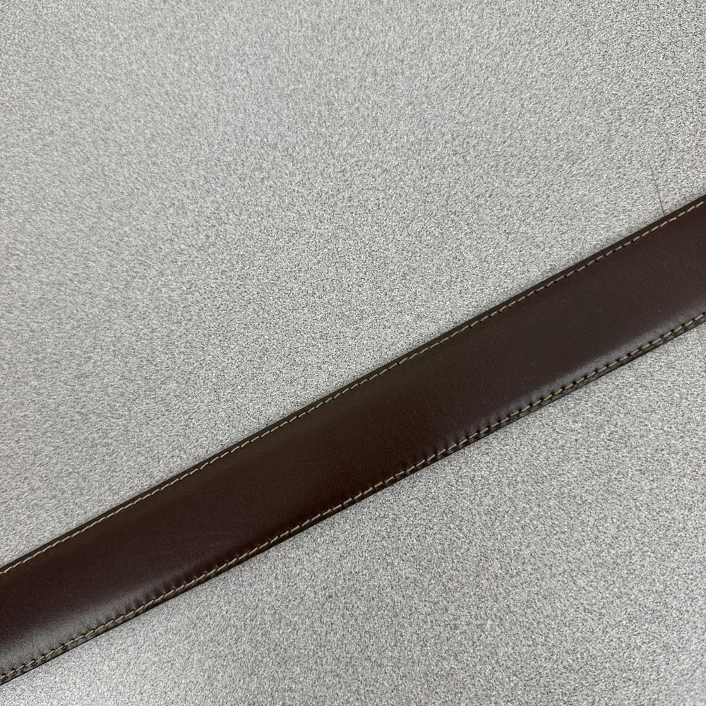 Cole Haan Brown Leather Belt Size 36 Silver Buckle Stitched Classic Casual 1.25